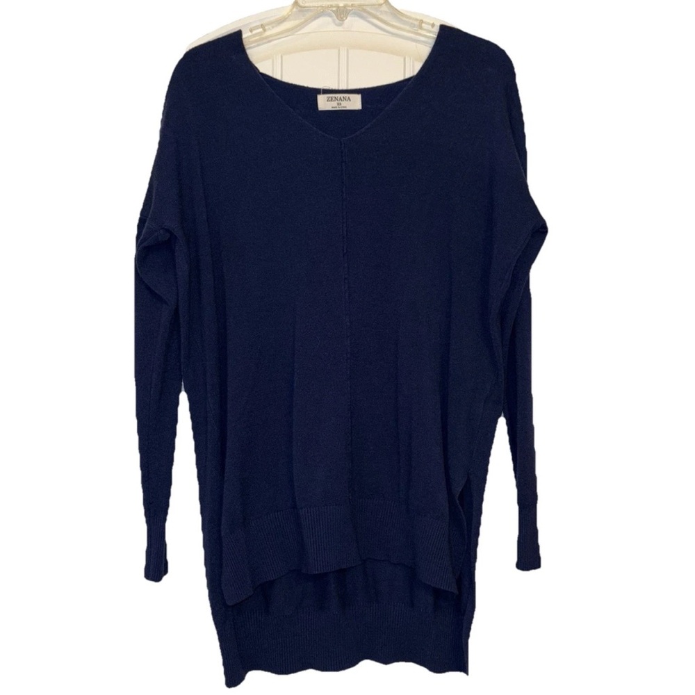 Zenana Outfitters Deep Blue V-Neck Sweater
